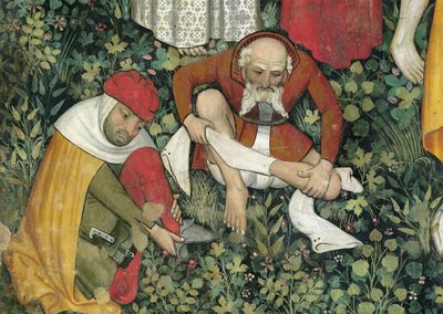 The Fountain of Life, detail of elderly men undressing, 1418-30 by Giacomo Jaquerio
